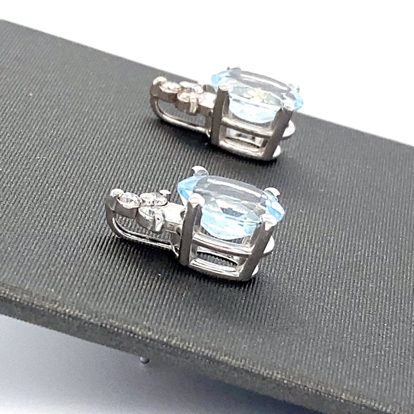 14K White Gold Aquamarine & Diamond Earrings; 1.3DWT
