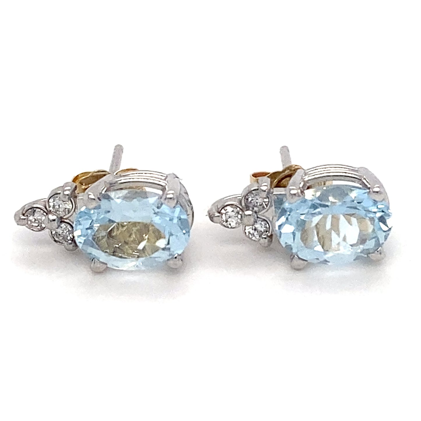 14K White Gold Aquamarine & Diamond Earrings; 1.3DWT