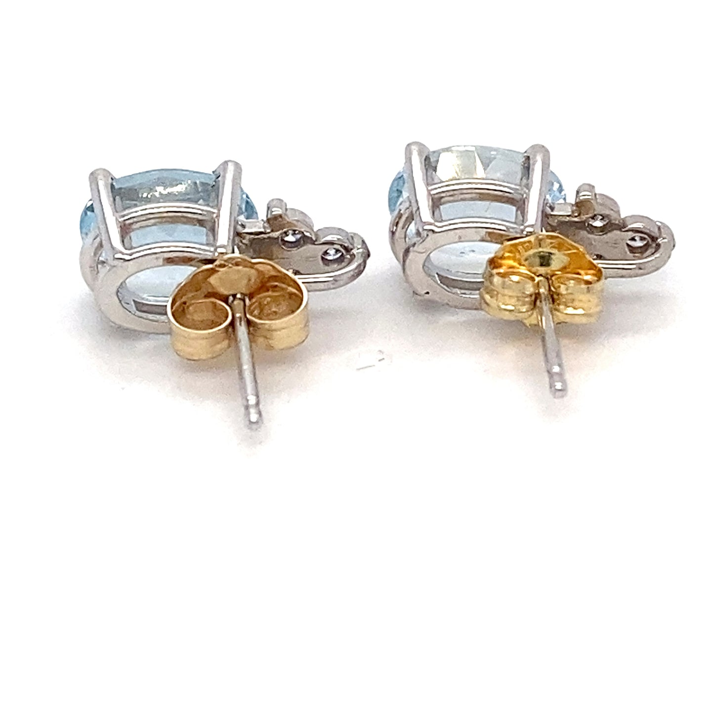 14K White Gold Aquamarine & Diamond Earrings; 1.3DWT