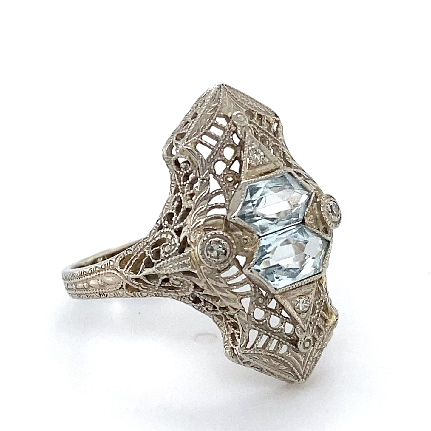 14K White Gold & Aquamarine Lady's Ring; 2.4DWT; Size 8.5