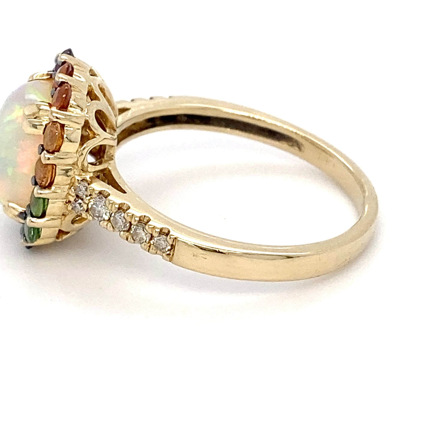 14K Yellow Gold Opal & Diamond Lady's Ring; 2.9DWT; 1.08 & 0.10 CTW; Size 7