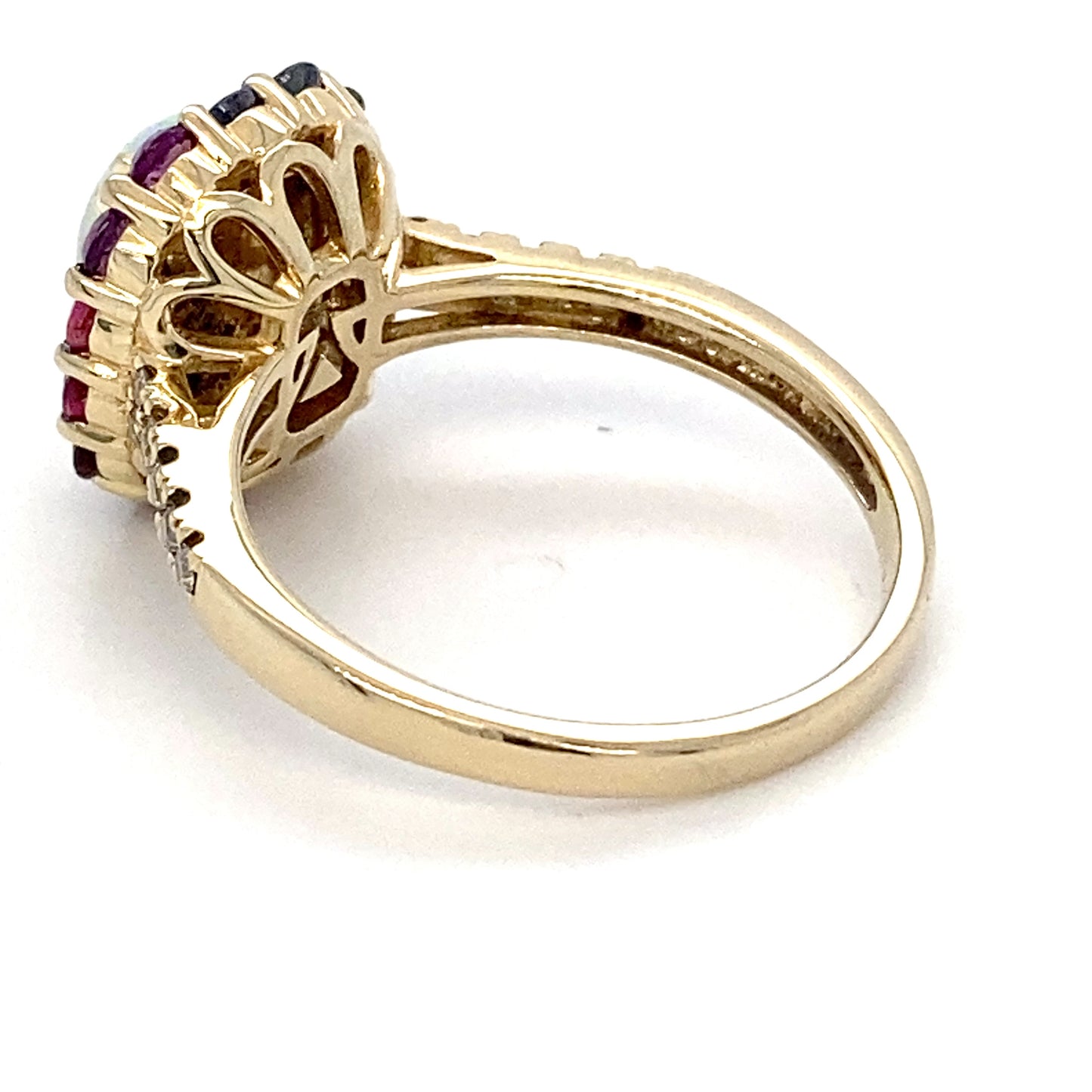 14K Yellow Gold Opal & Diamond Lady's Ring; 2.9DWT; 1.08 & 0.10 CTW; Size 7