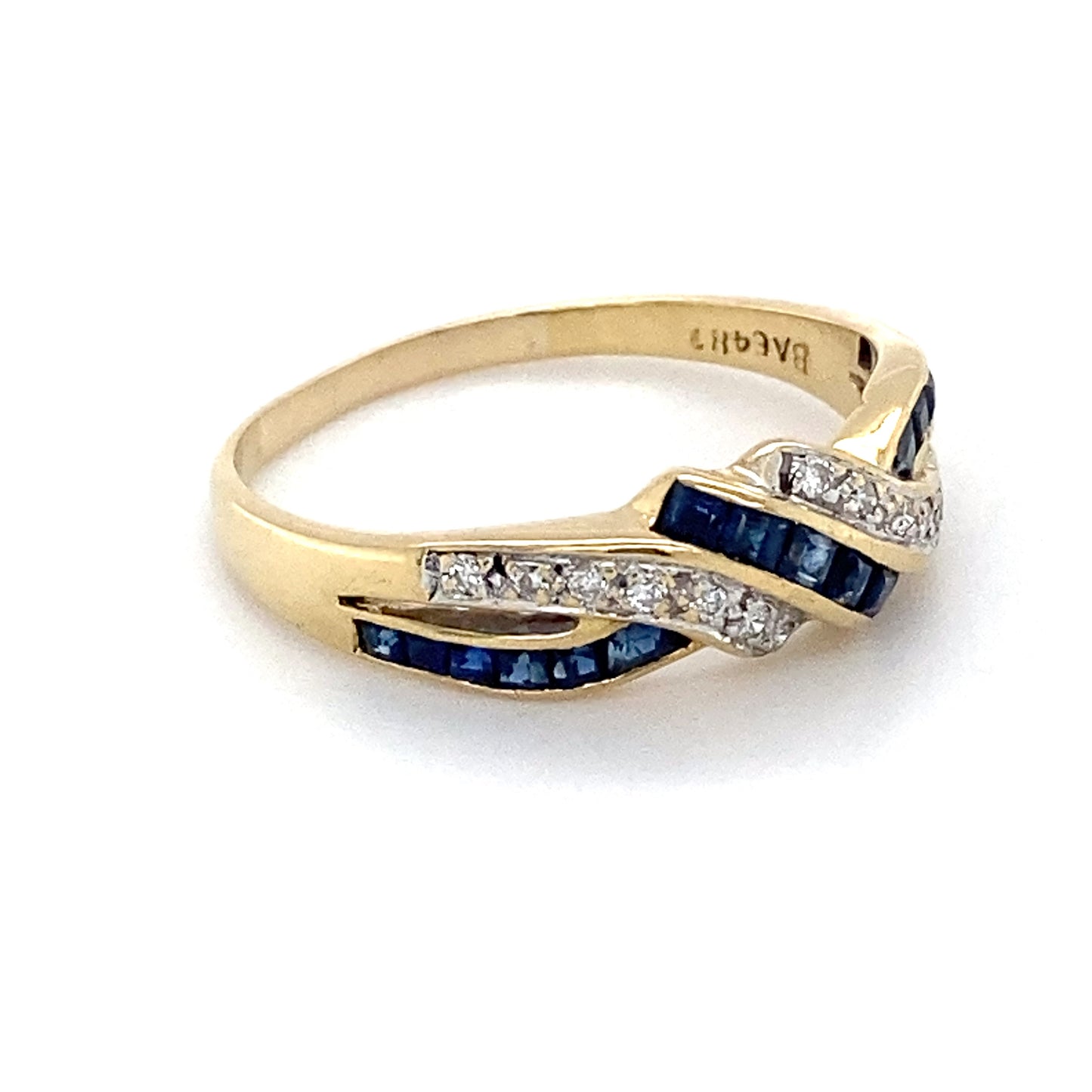 18K Yellow Gold Sapphire & Diamond Ring; 2.6g; 1.7DWT; Size 7