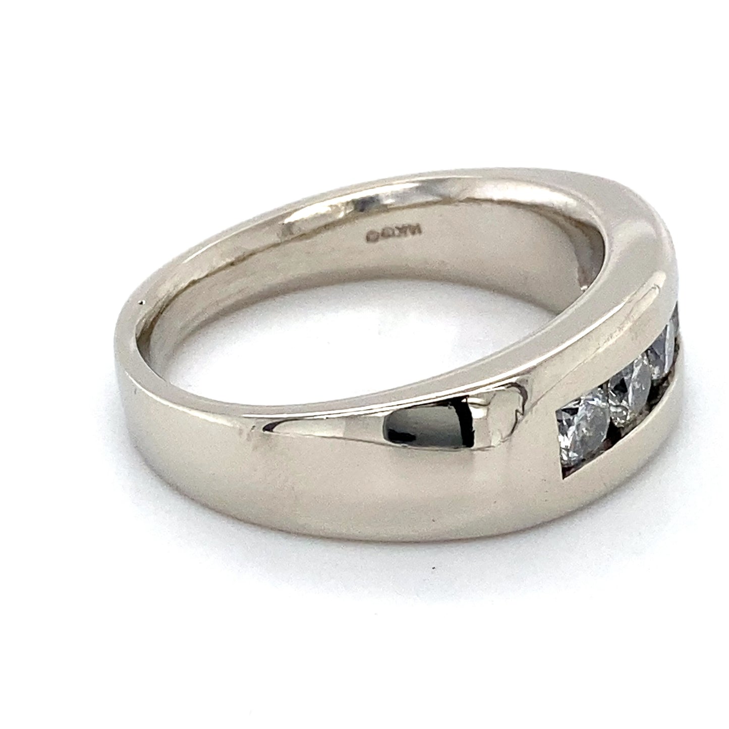 14K White Gold Diamond Unisex Fashion Ring; 8.0DWT; Size 10