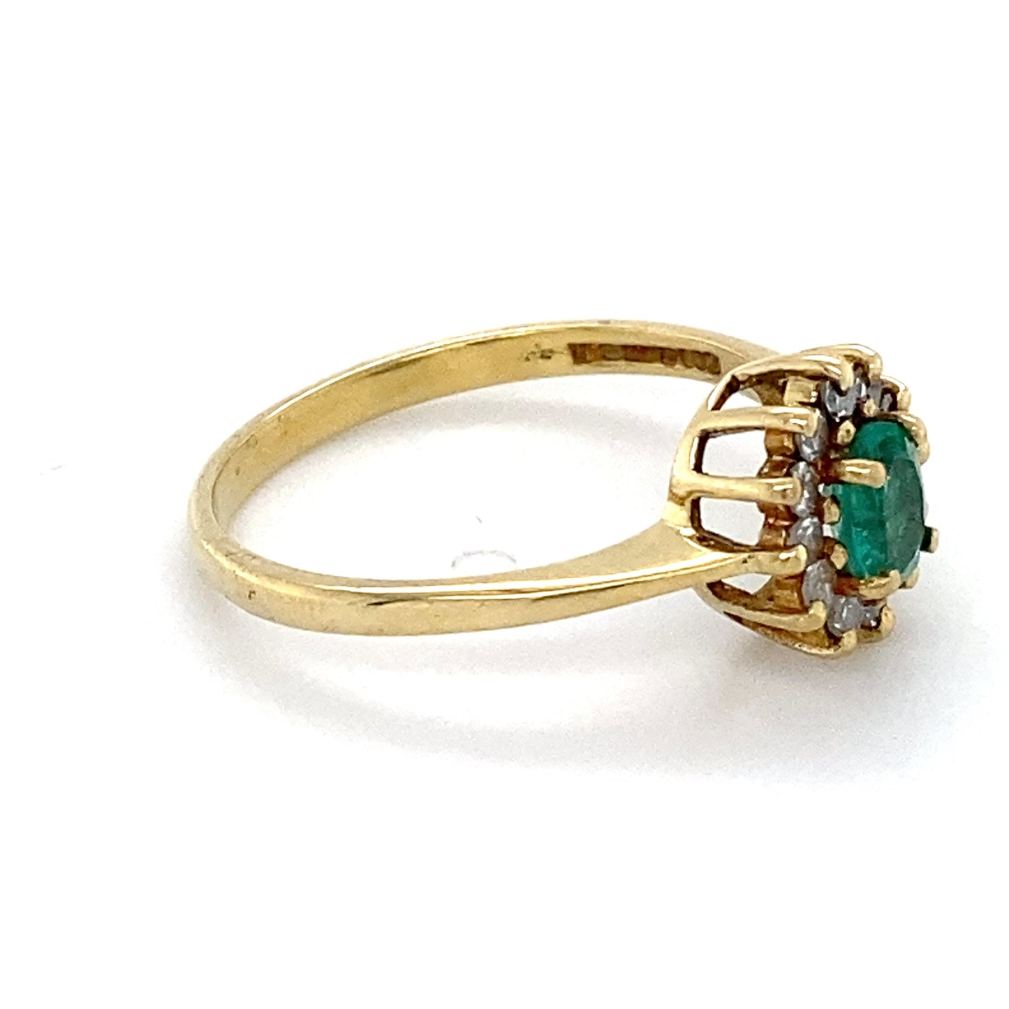 18K Yellow Gold Diamond & Emerald Ring; 1.4DWT; Size 6