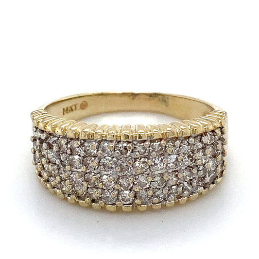 14K Yellow Gold Diamond Lady's Fashion Ring; 3.3DWT; Size 9