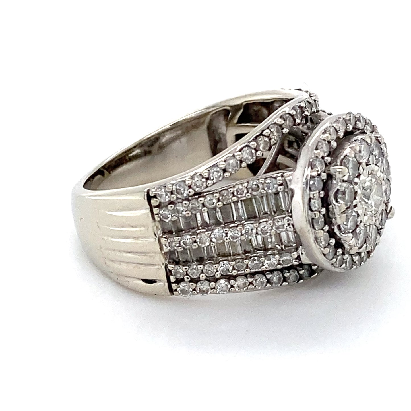 10K White Gold Diamond Lady's Fashion Ring; 4.4DWT; Size 7