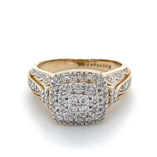 10K Yellow Gold Diamond Lady's Fashion Ring; 3.3DWT; Size 7