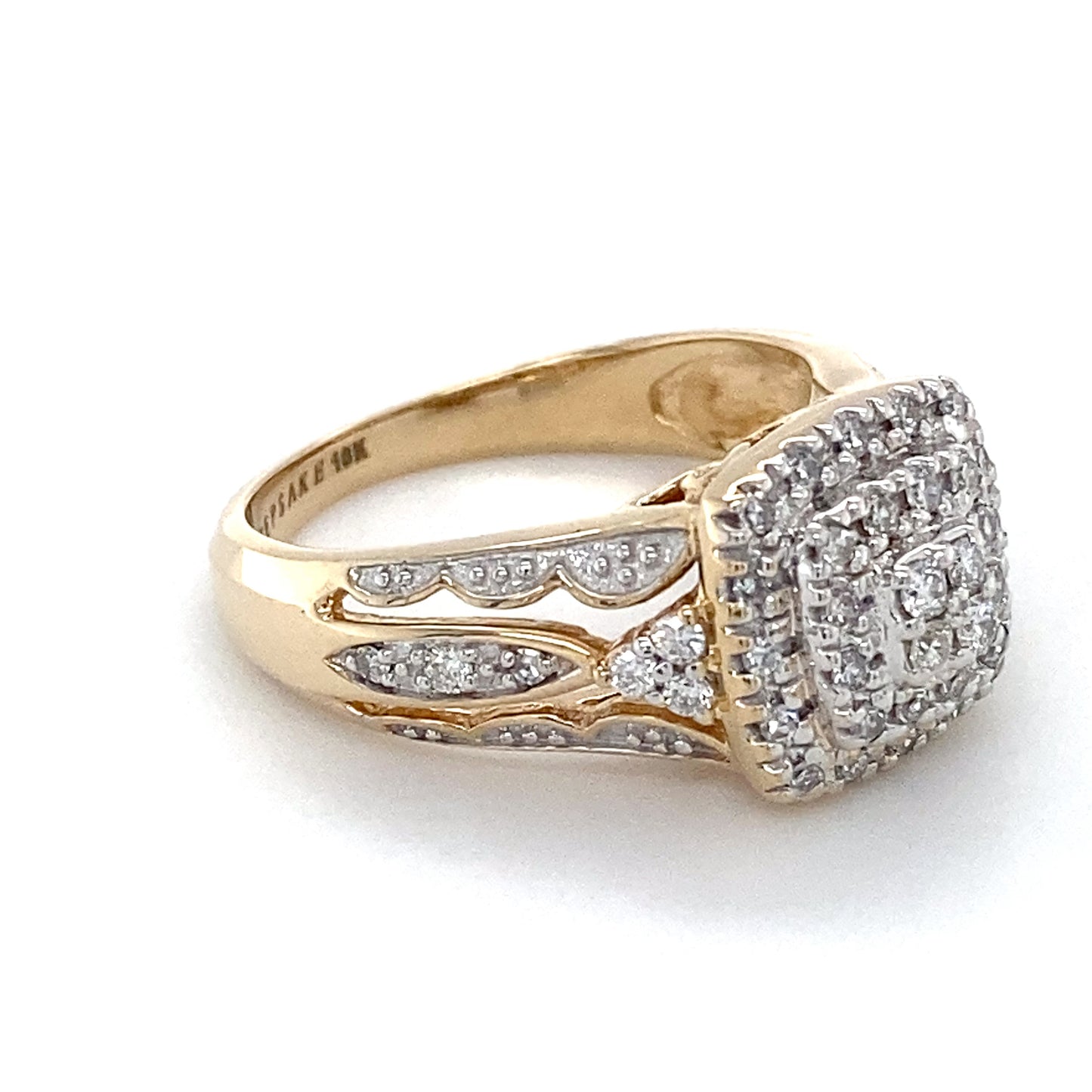 10K Yellow Gold Diamond Lady's Fashion Ring; 3.3DWT; Size 7