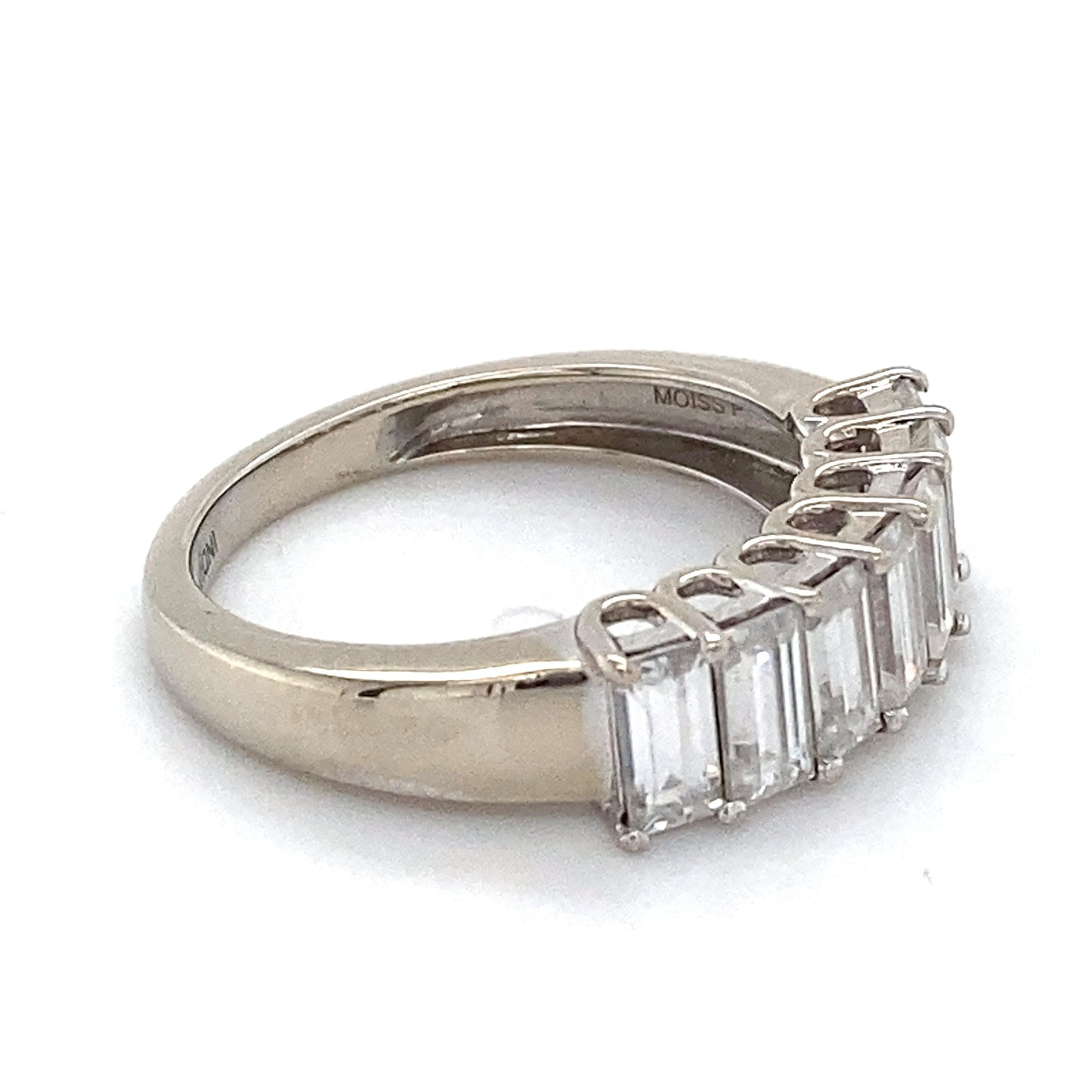 14K White Gold & Moissanite Lady's Ring; 1.9DWT; Size 6