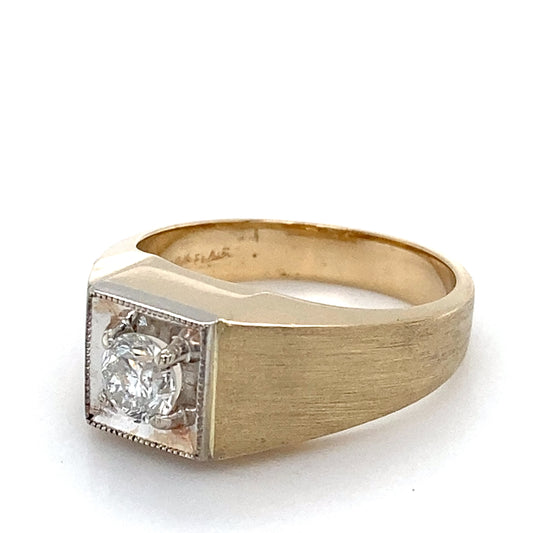 14K White Gold Diamond Gentleman's Ring; 6.5DWT; Size 10