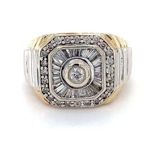 14K Yellow Gold & Diamond Gentleman's Ring; 9.1DWT; Size 11