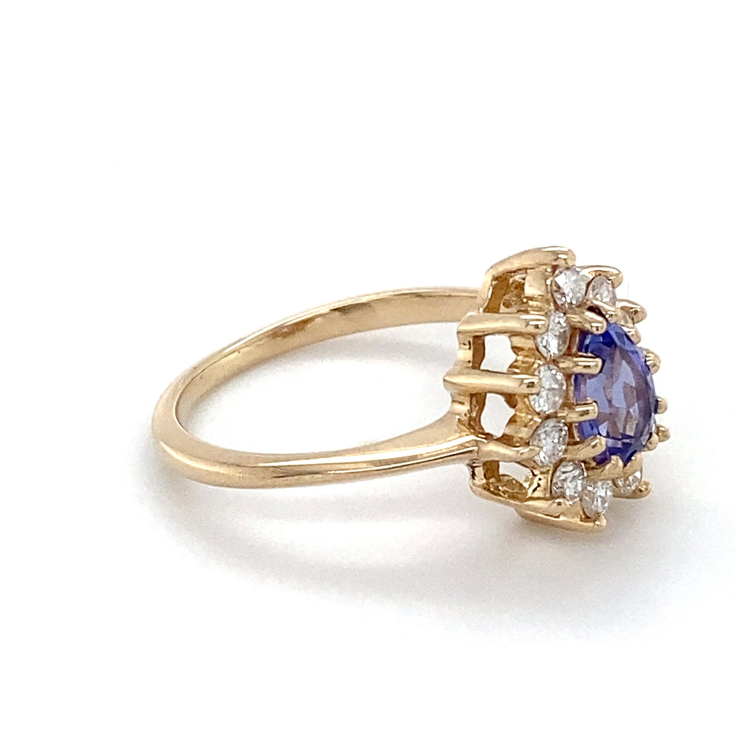 14K Yellow Gold Amethyst & Diamond Lady's Ring; 1.8DWT; Size 6
