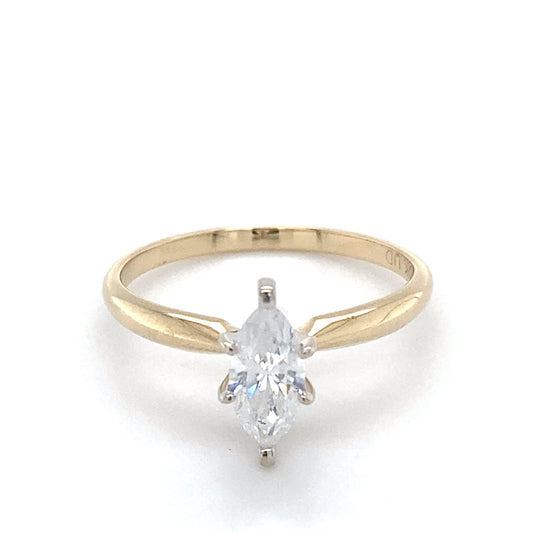 10K White Gold Diamond Lady's Solitaire Ring; 1.2DWT; Size 7.25