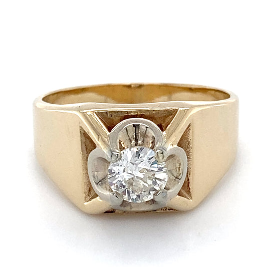 14K Yellow Gold Diamond Gentleman's Ring; 6.6DWT; Size 9