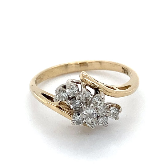 14K Yellow Gold Diamond Lady's Ring; 1.7DWT; Size 7