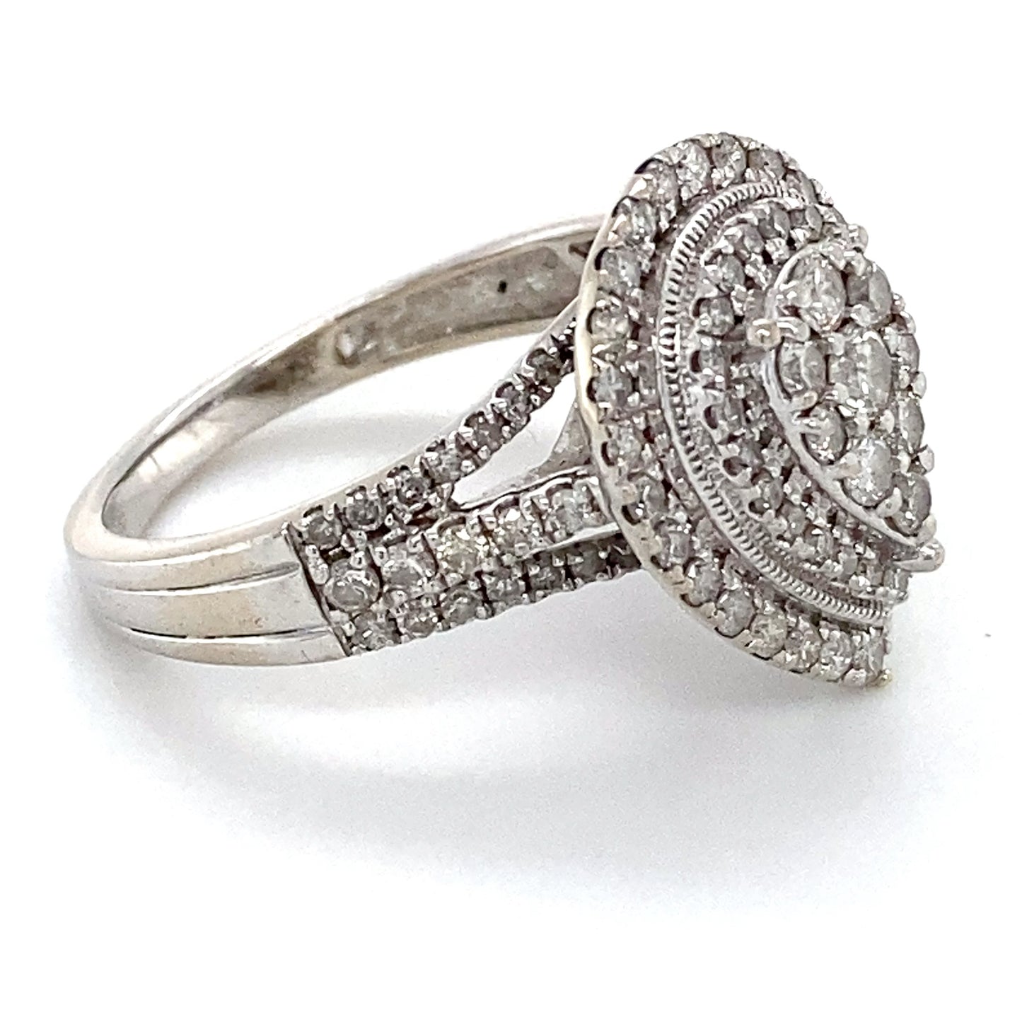 10K White Gold Diamond Lady's Fashion Ring; 3.0DWT; Size 7