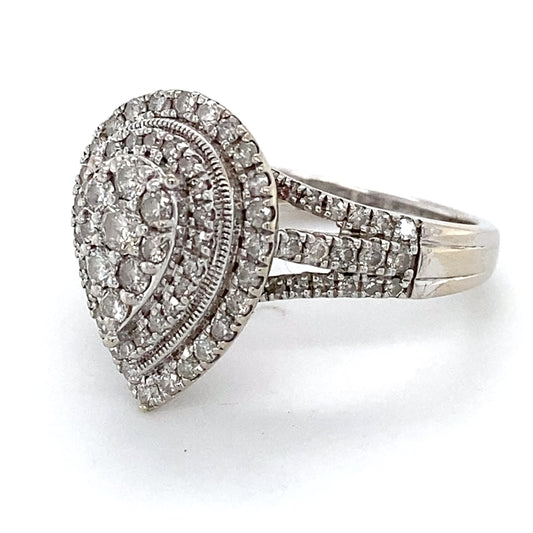 10K White Gold Diamond Lady's Fashion Ring; 3.0DWT; Size 7