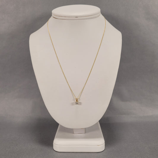 18" 14K Yellow Gold Chain & Solitaire Diamond Pendant; 1.6g