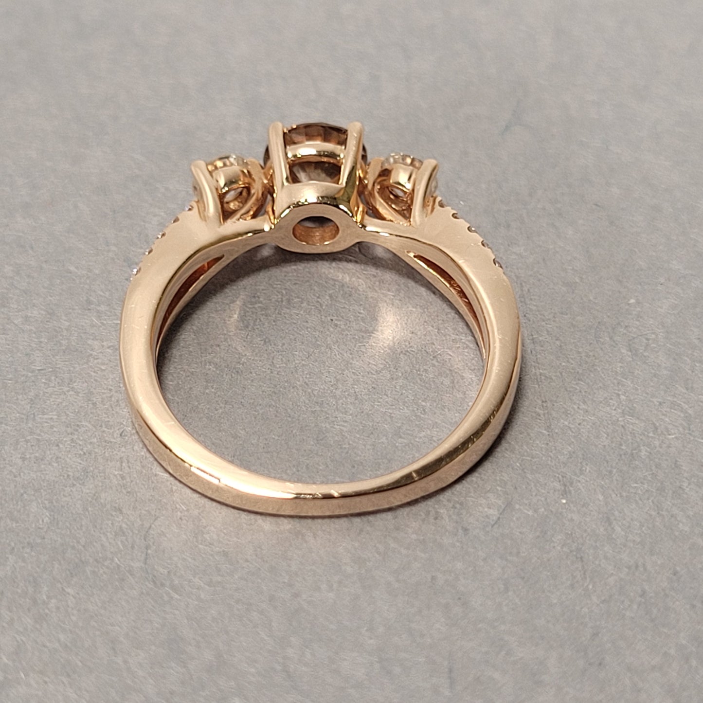 14k Rose Gold Chocolate & Vanilla Diamond Ring; 2.9g
