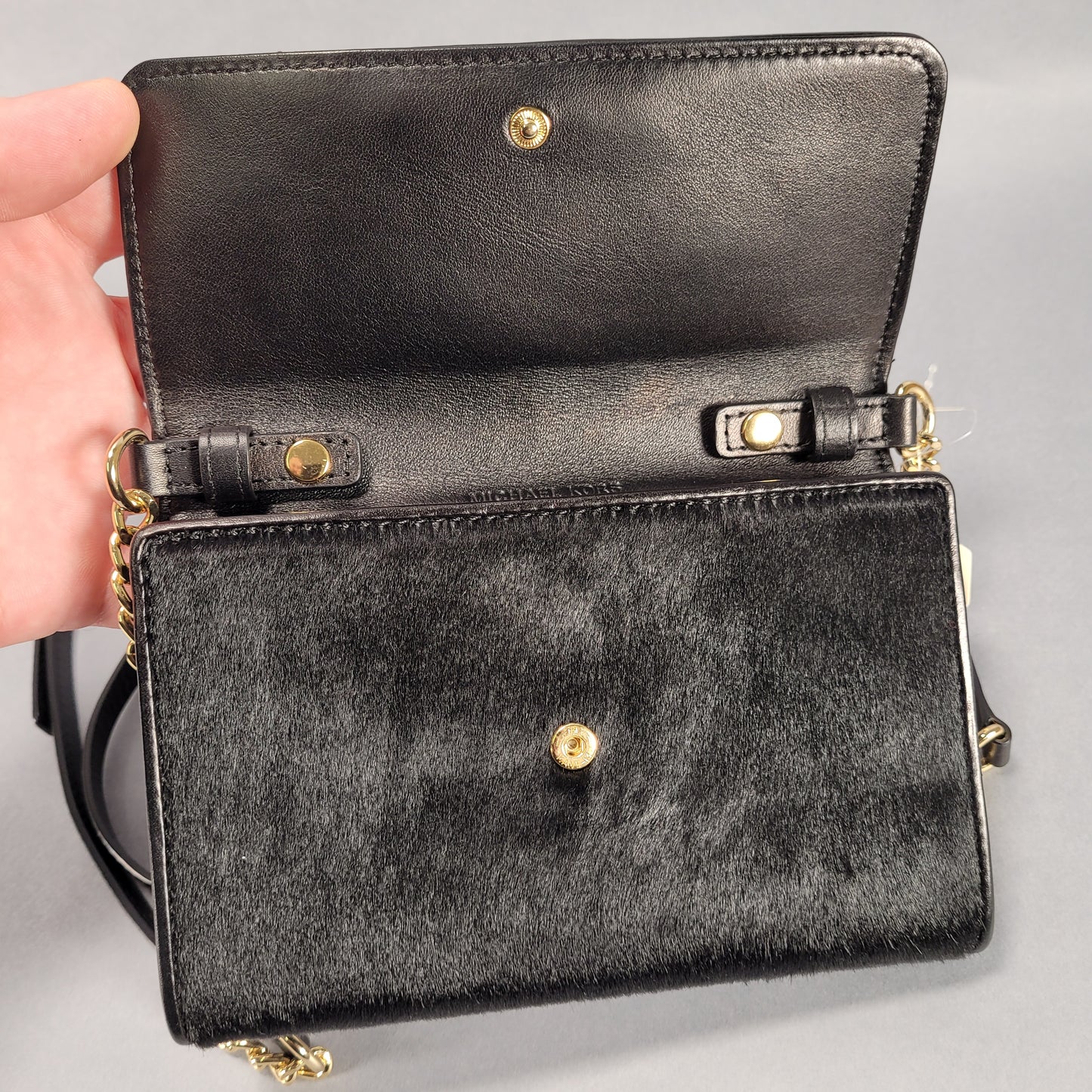 Michael Kors Crossbody Calfskin Bag - Black (7" x 5" x 1")
