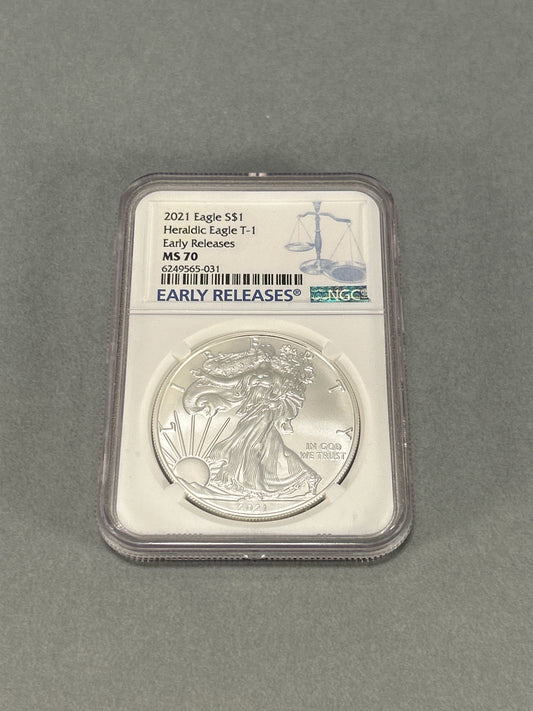 NGC Graded 2021 $1 Silver Heraldic Eagle MS 70