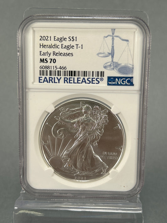 2021 Silver Eagle Heraldic Eagle T-1 NGC-MS 70