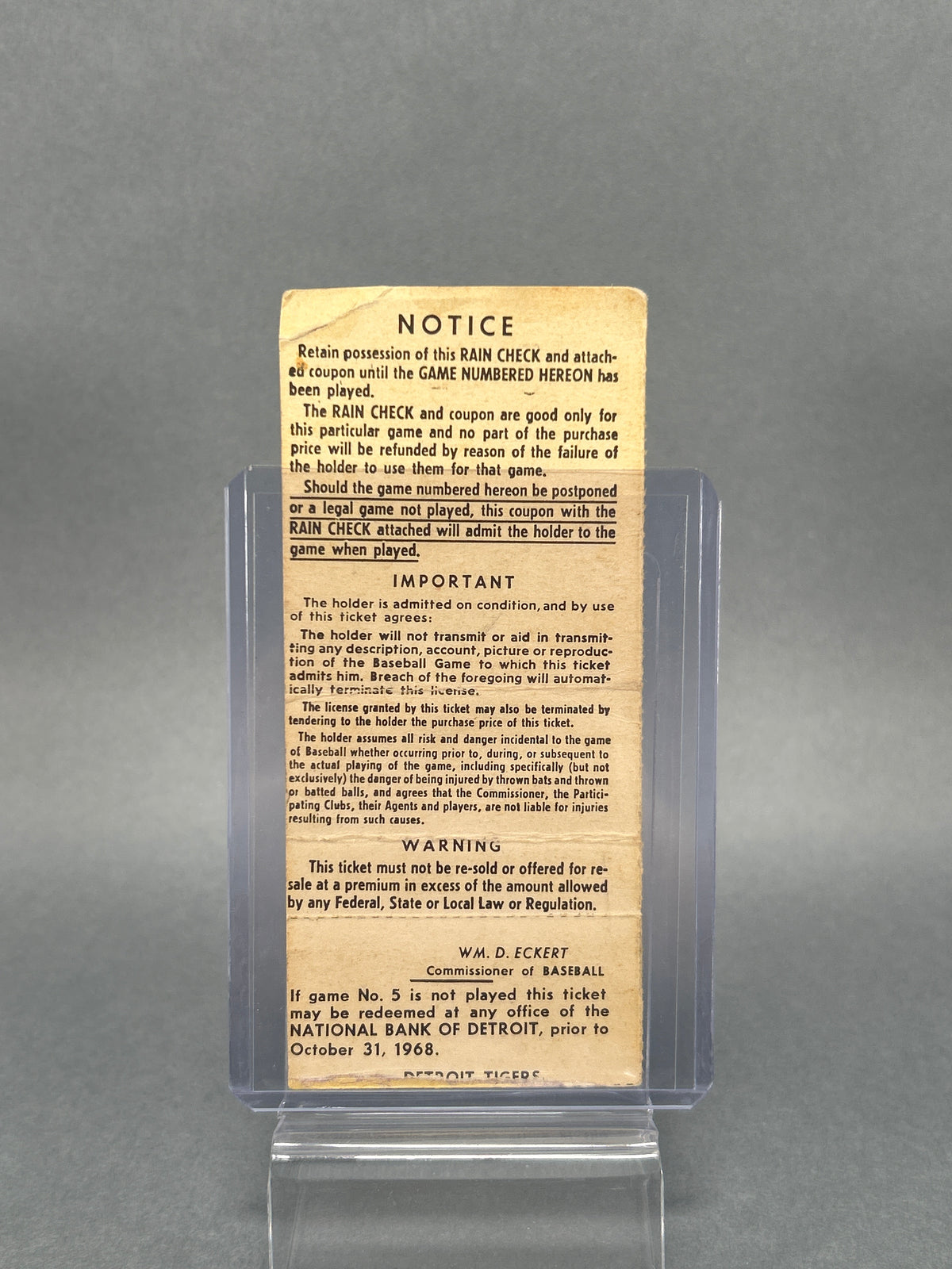 1968 MLB World Series Game 5 Ticket