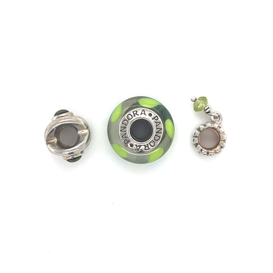 Authentic Pandora Green Bead Set (3 Beads)