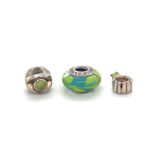 Authentic Pandora Green Bead Set (3 Beads)