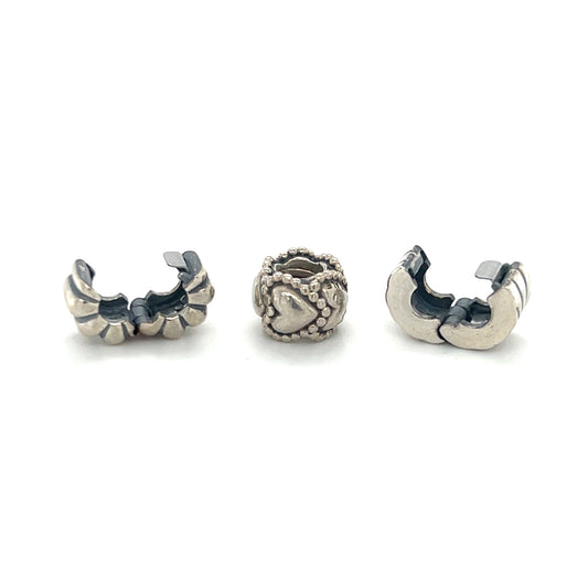 Authentic Pandora Heart & Locking Clip Bead Set (3 Beads)