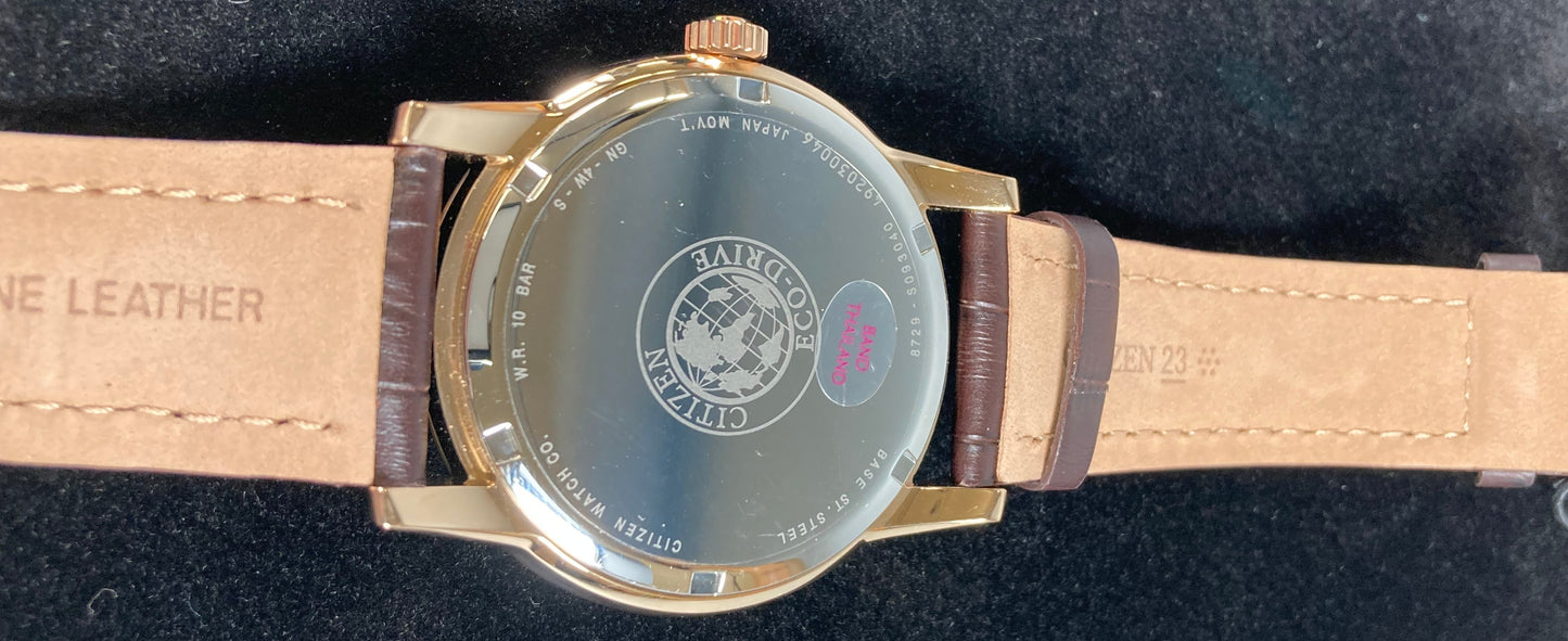 Citizen BU2013-08E: Corso Men's Eco-Drive Rose Gold Leather Band Watch