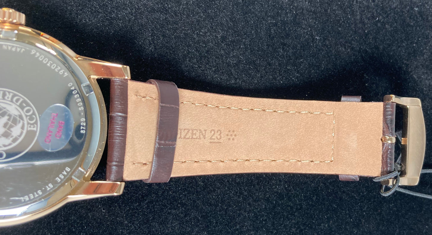 Citizen BU2013-08E: Corso Men's Eco-Drive Rose Gold Leather Band Watch
