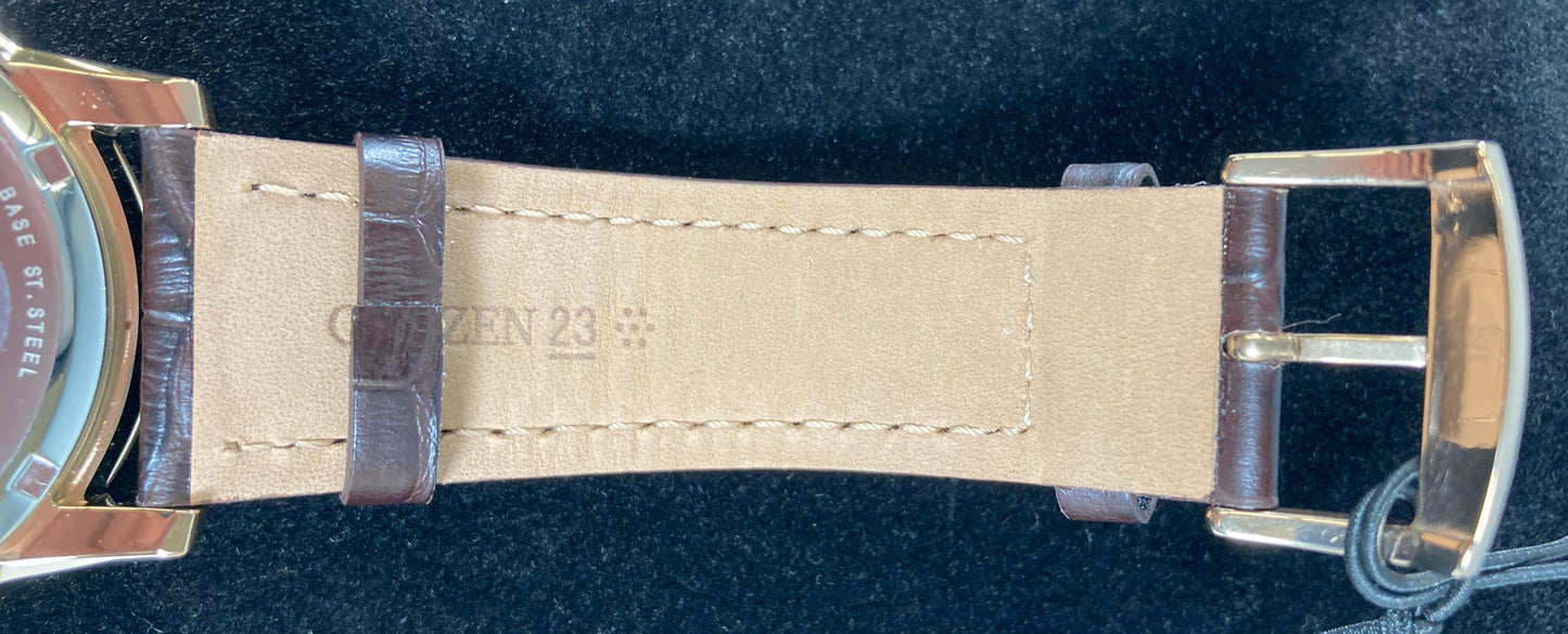 Citizen BU2013-08E: Corso Men's Eco-Drive Rose Gold Leather Band Watch