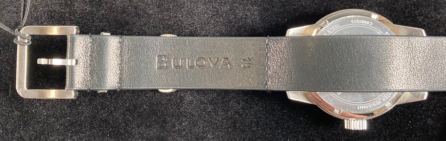 Bulova 96A246: White Cream Dial Black Leather Strap Hack Watch