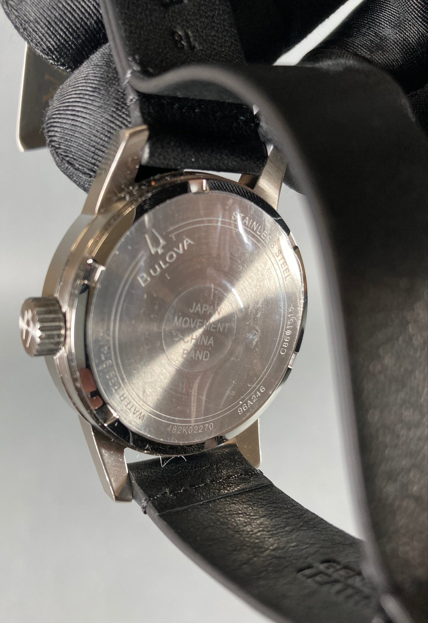 Bulova 96A246: White Cream Dial Black Leather Strap Hack Watch