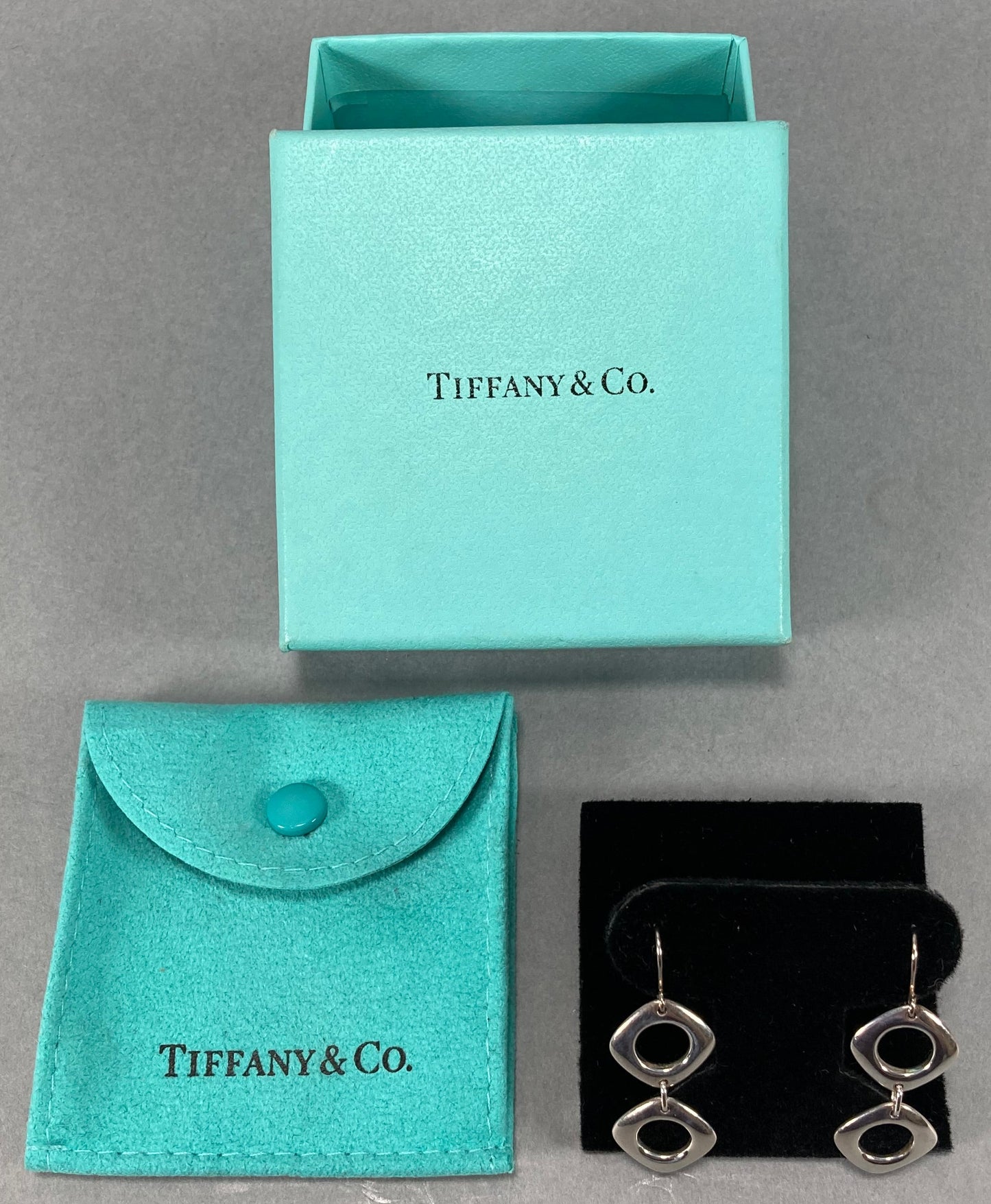 Tiffany & Co. Square Drop Earrings; 925 Sterling Silver
