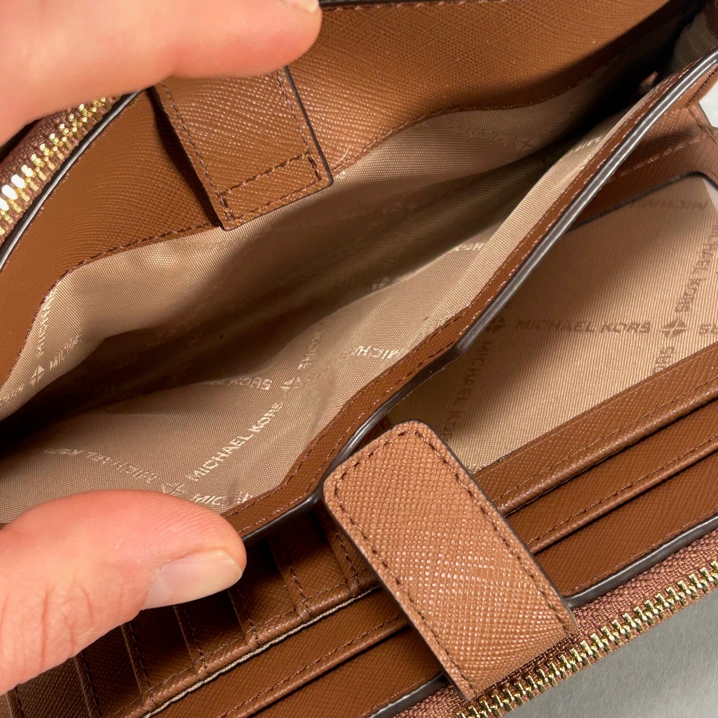 Michael Kors Brown Leather Smart Phone Wristlet Wallet