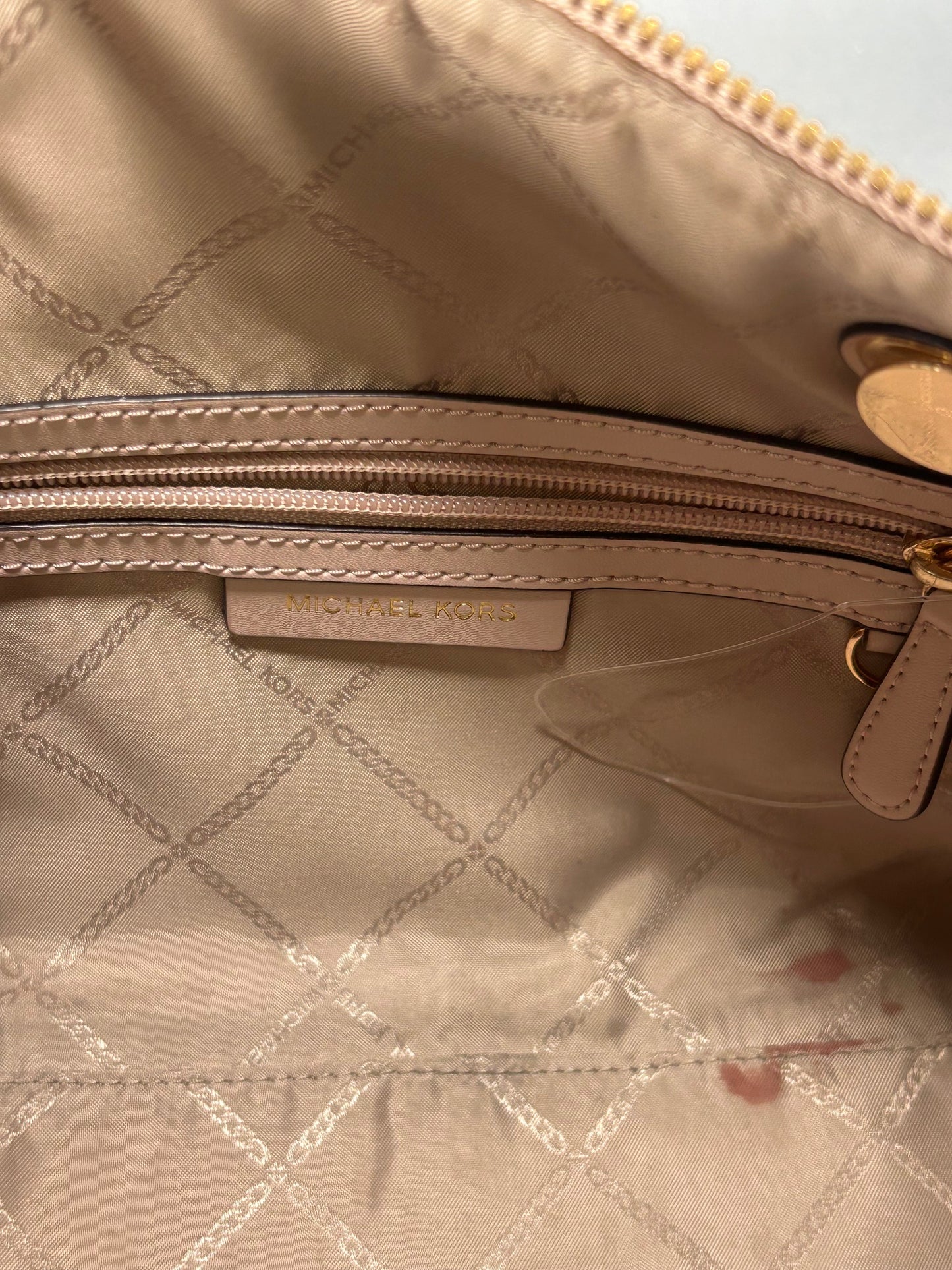 Michael Kors Blaire Pink Striped Medium Hand Bag