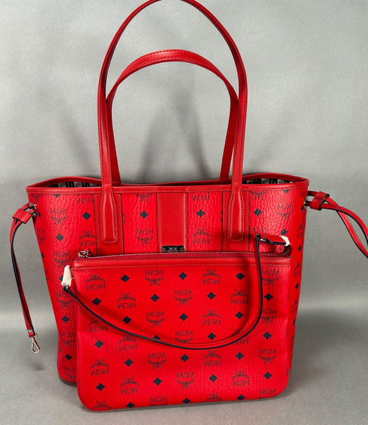 MCM Visetos Medium Liz Reversible Shopper Tote Bag W/ Pouch