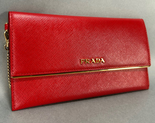 Prada Saffiano Wallet - Red