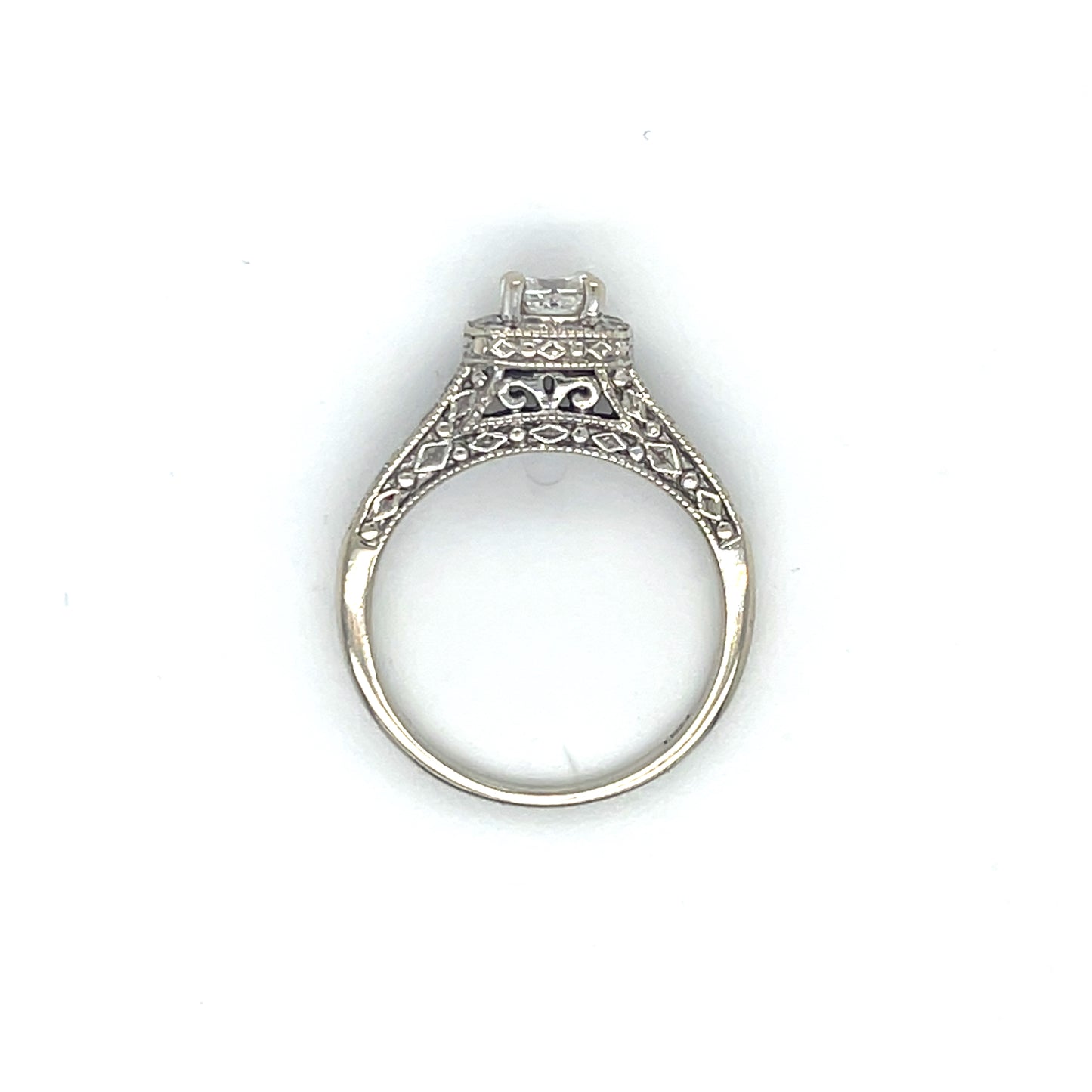 14K White Gold Diamond 0.44ctw Halo Engagement Ring; Size 5; 3.1g