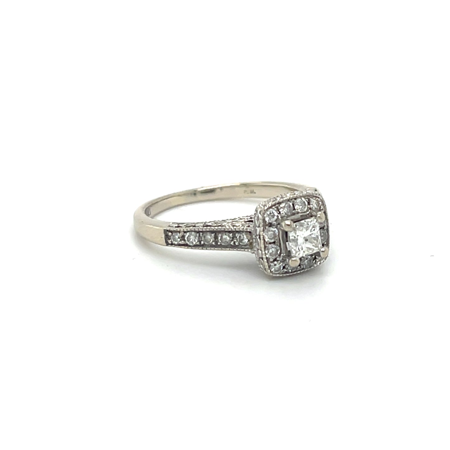 14K White Gold Diamond 0.44ctw Halo Engagement Ring; Size 5; 3.1g