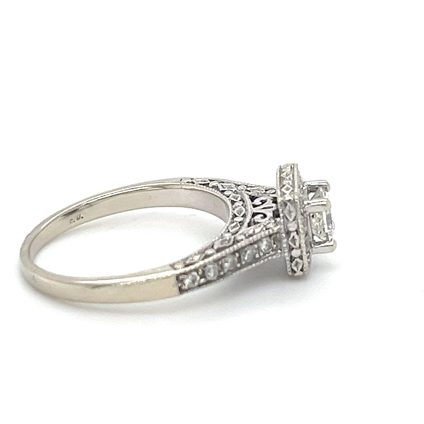 14K White Gold Diamond 0.44ctw Halo Engagement Ring; Size 5; 3.1g
