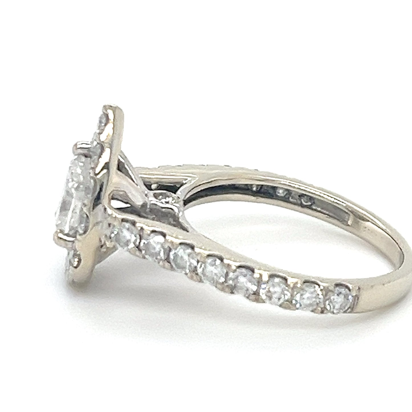 14K White Gold & Pear-Cut / Halo Diamond Ring; Size 5; 3.5 g