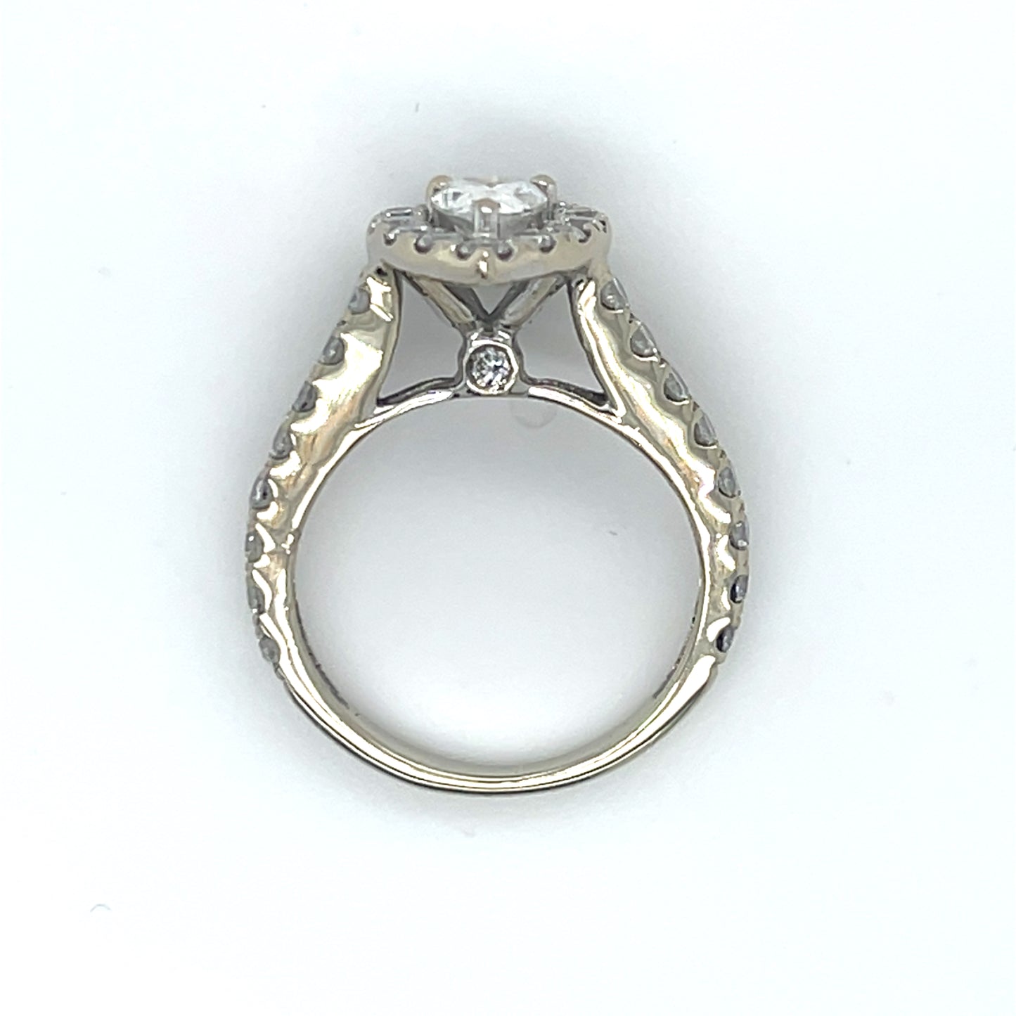 14K White Gold & Pear-Cut / Halo Diamond Ring; Size 5; 3.5 g