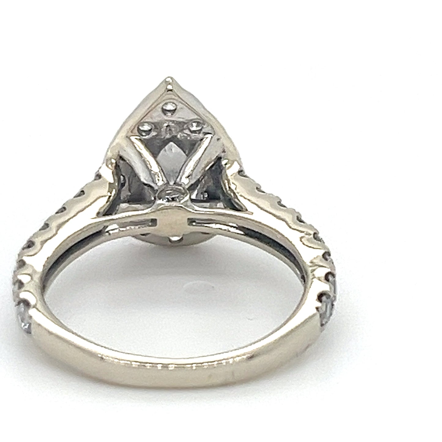 14K White Gold & Pear-Cut / Halo Diamond Ring; Size 5; 3.5 g