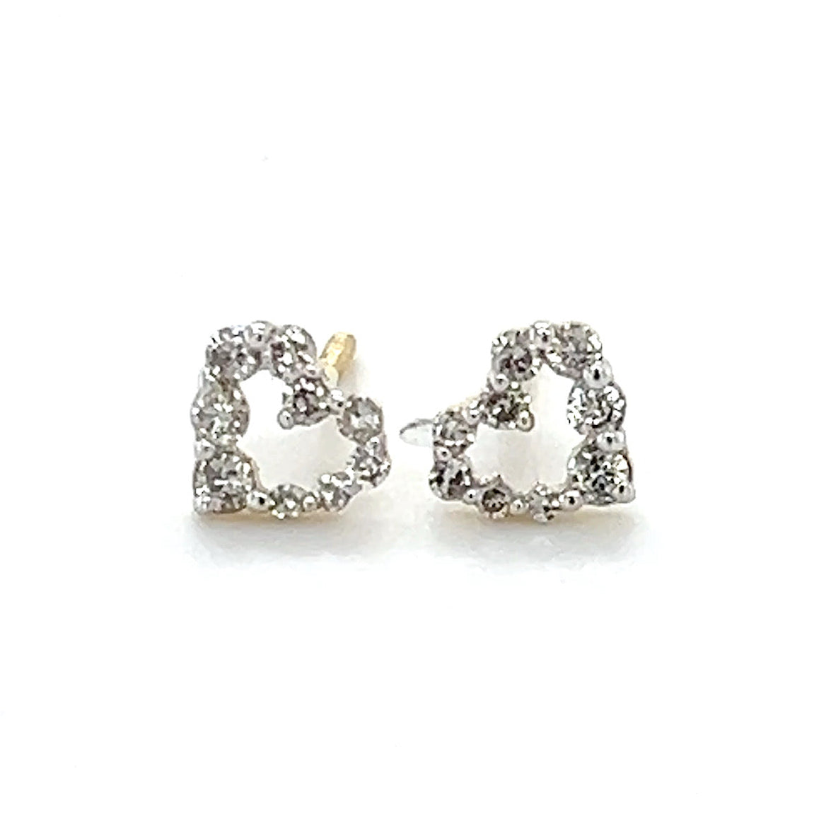 14K Yellow Gold Diamond Heart Stud Earrings; 0.26CTW; 0.4DWT