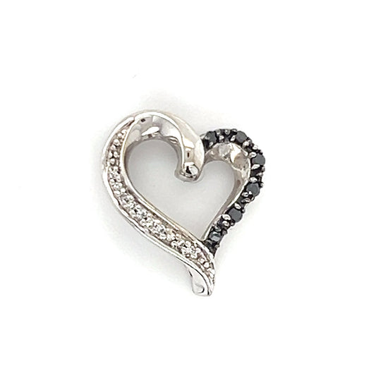 10K White Gold Diamond Heart Pendant; 0.8DWT; 1.2g