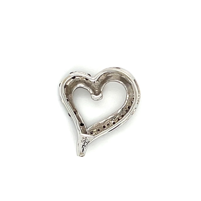 10K White Gold Diamond Heart Pendant; 0.8DWT; 1.2g